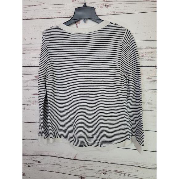 Talbots Black Striped V-Neck Knit Long Sleeve Pullover Sweater Womens Size Large - Picture 2 of 12